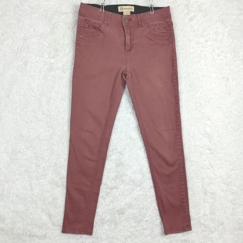 Democracy Womens Jeans "Ab"technology Skinny Denim Burnt Henna Red Mid Rise 6